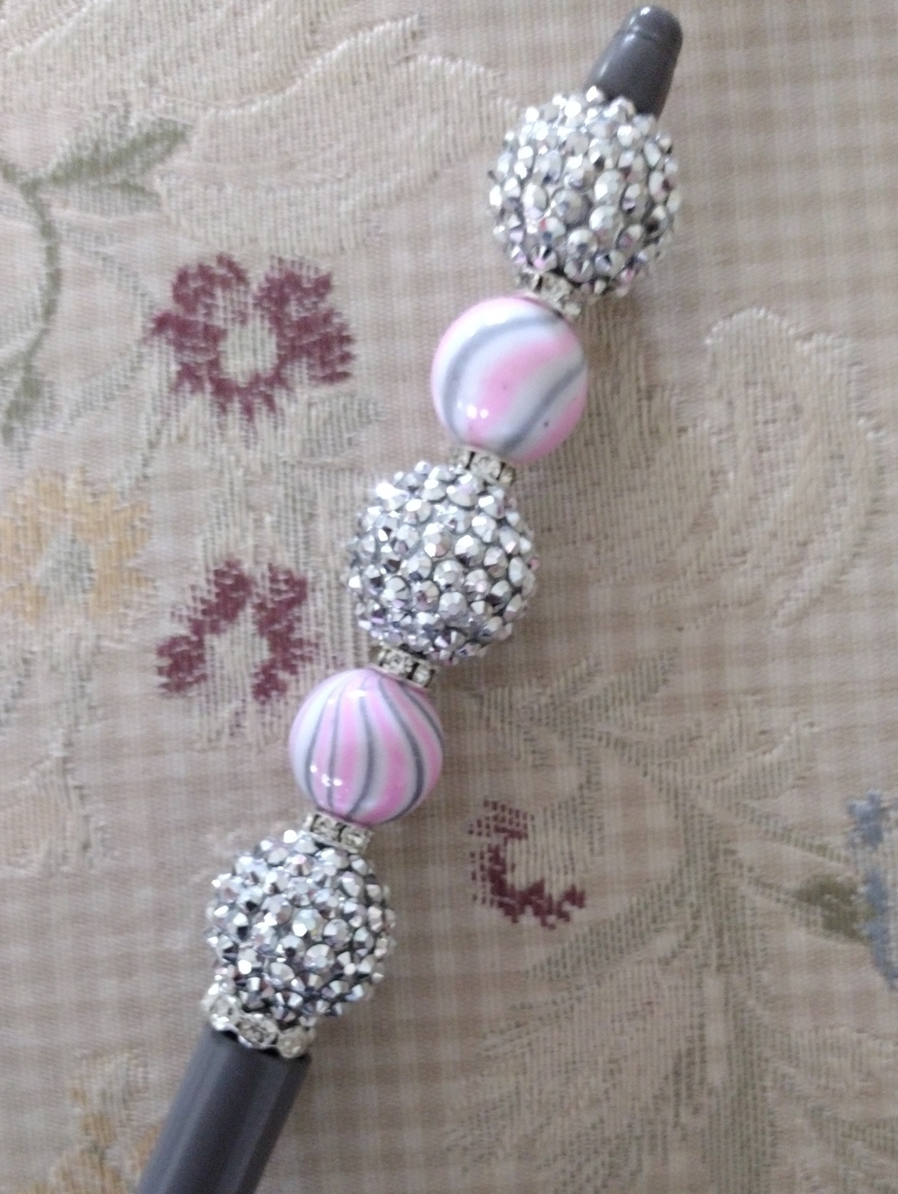 Silver Crystal Beaded Ballpoint Pen - Picture 2 of 2
